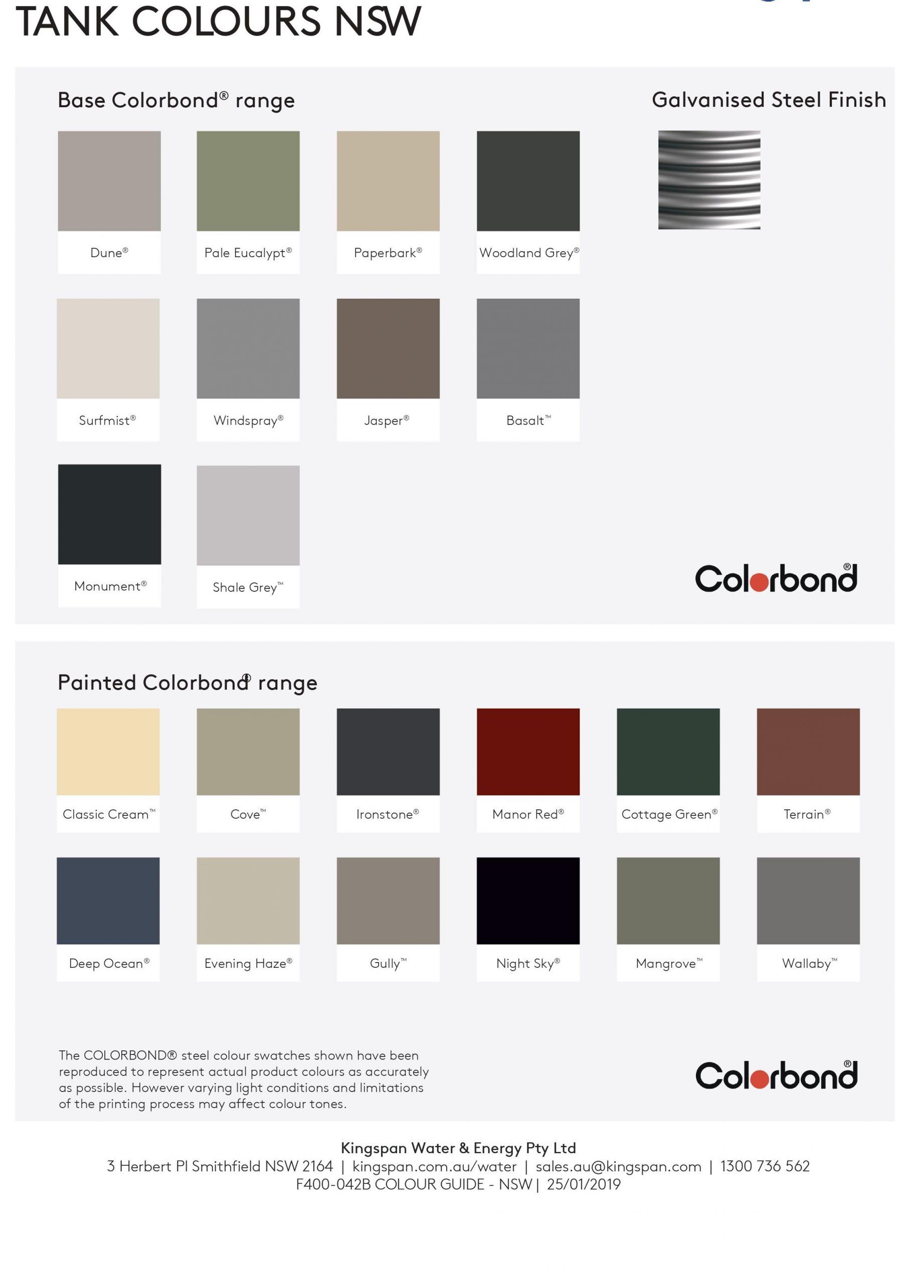 NSW COLOUR CHART